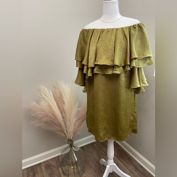 Hayden - Moss Green Off Should Dress - Picture 5 of 12